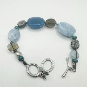 Silpada Blue Watercolors Bracelet Sterling Silver Vintage Gemstone Jewelry